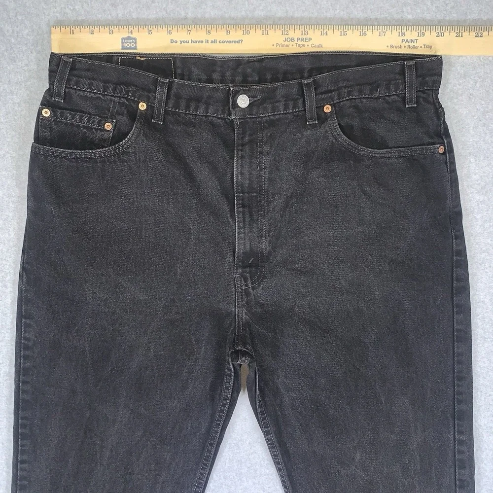 Vintage Levi's 505 Black Jeans 90's Made in USA Regular Fit Straight Leg 42x32